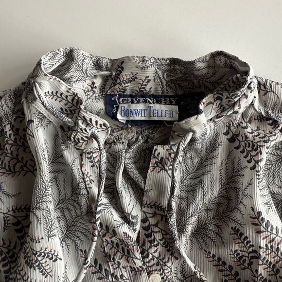 Givenchy for chesa VTG Botanical Print 70s Button Up Puff Sleeve Blouse Shirt 8 - Picture 7 of 10